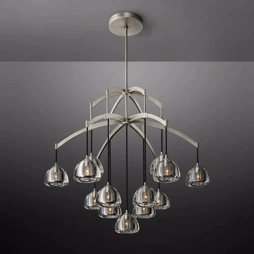Lampadario moderno in vetro a forma di semisfera rotonda