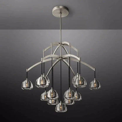 Lampadario moderno in vetro a forma di semisfera rotonda