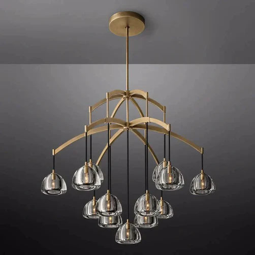 Lampadario moderno in vetro a forma di semisfera rotonda
