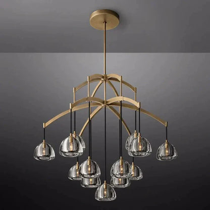 Lampadario moderno in vetro a forma di semisfera rotonda