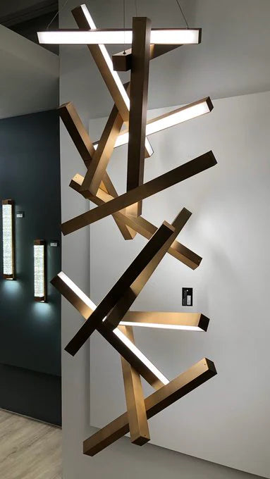 Modern Vertical Geometric Pendant for Staircase/Foyer/High-ceiling