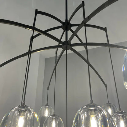 Lampadario moderno in vetro a forma di semisfera rotonda