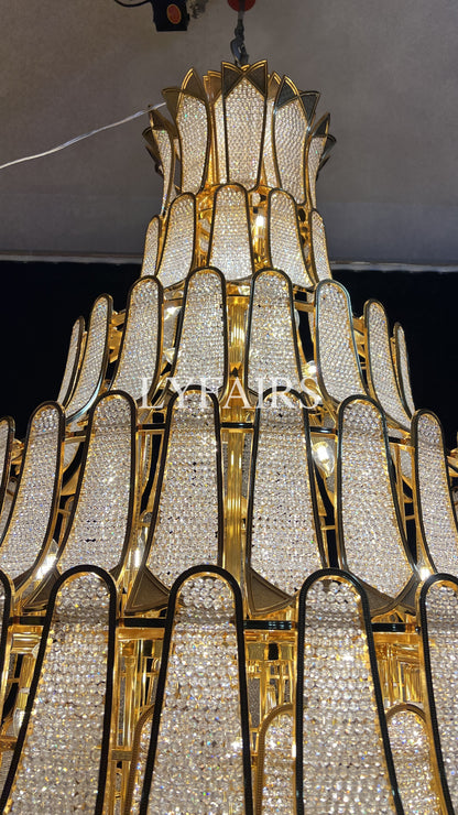 Extra Large Luxury Multi-tier Gold Crystal Chandelier for Stairs/Large High-ceiling Room11