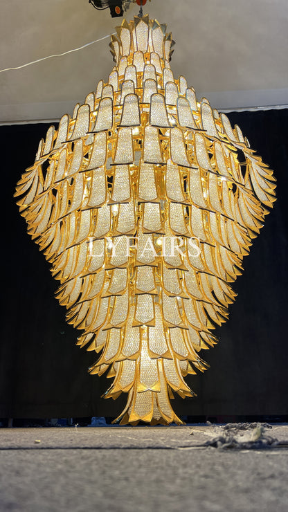 Extra Large Luxury Multi-tier Gold Crystal Chandelier for Stairs/Large High-ceiling Room