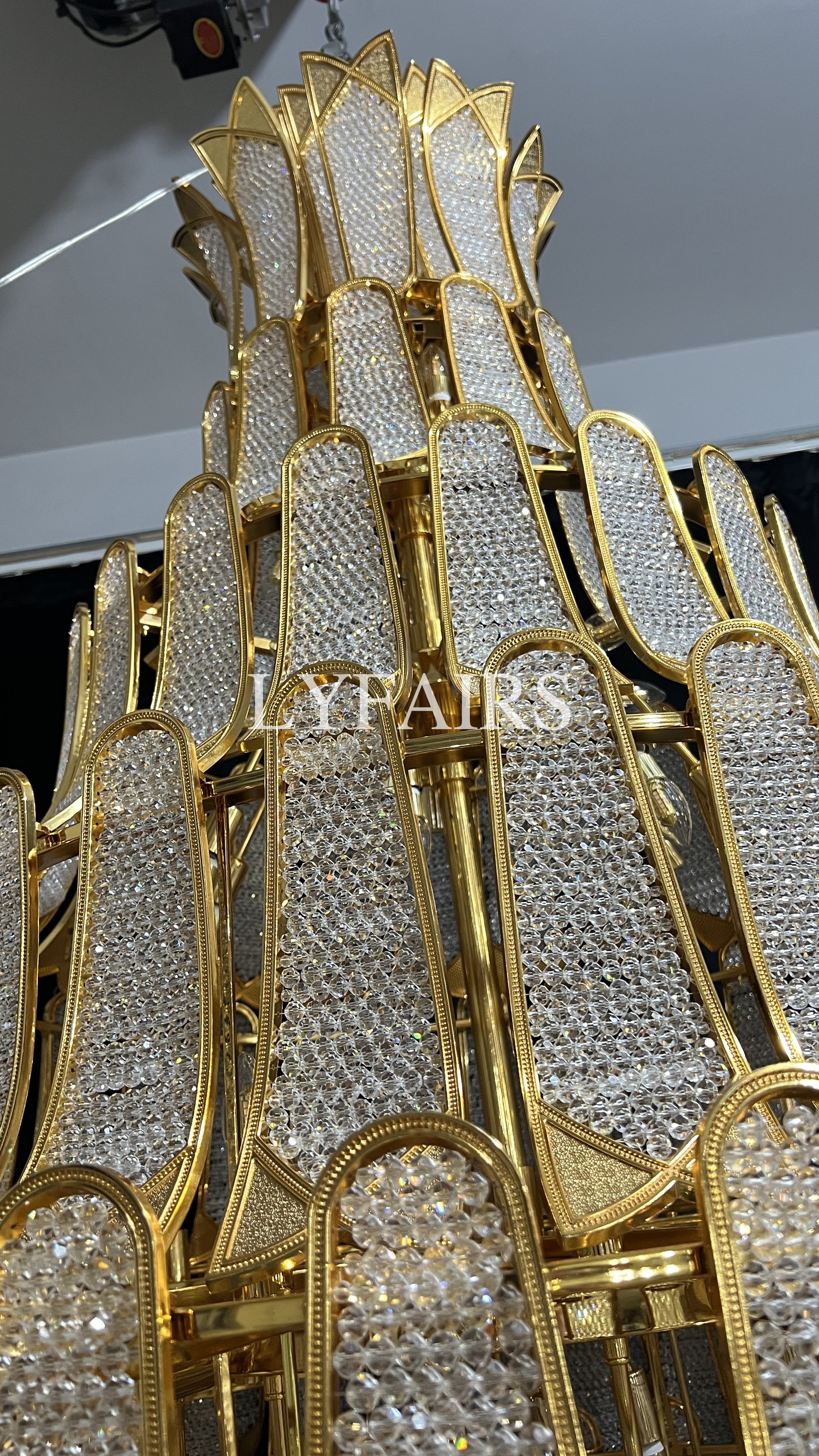 Extra Large Luxury Multi-tier Gold Crystal Chandelier for Stairs/Large High-ceiling Room6