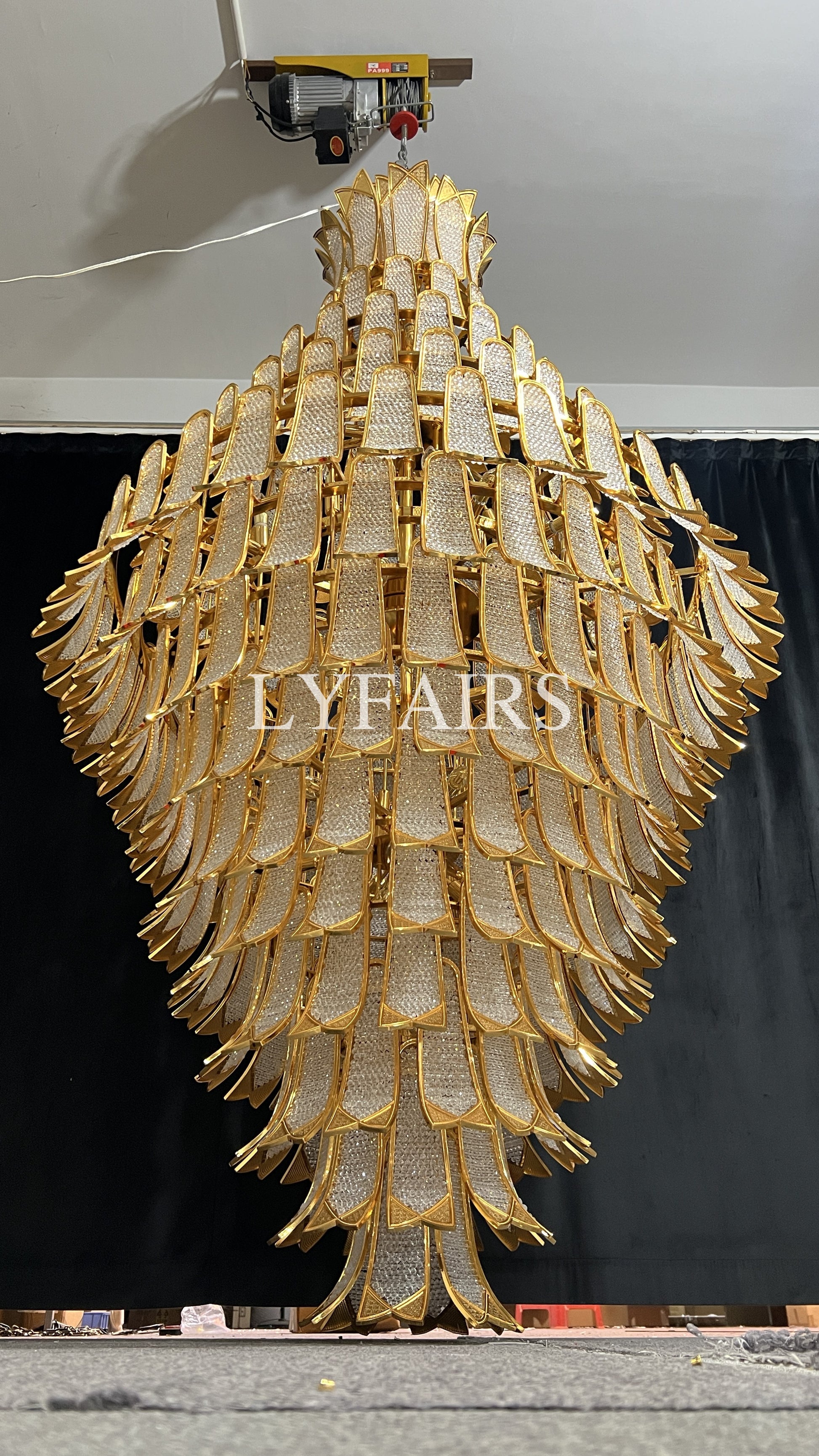 Extra Large Luxury Multi-tier Gold Crystal Chandelier for Stairs/Large High-ceiling Room7