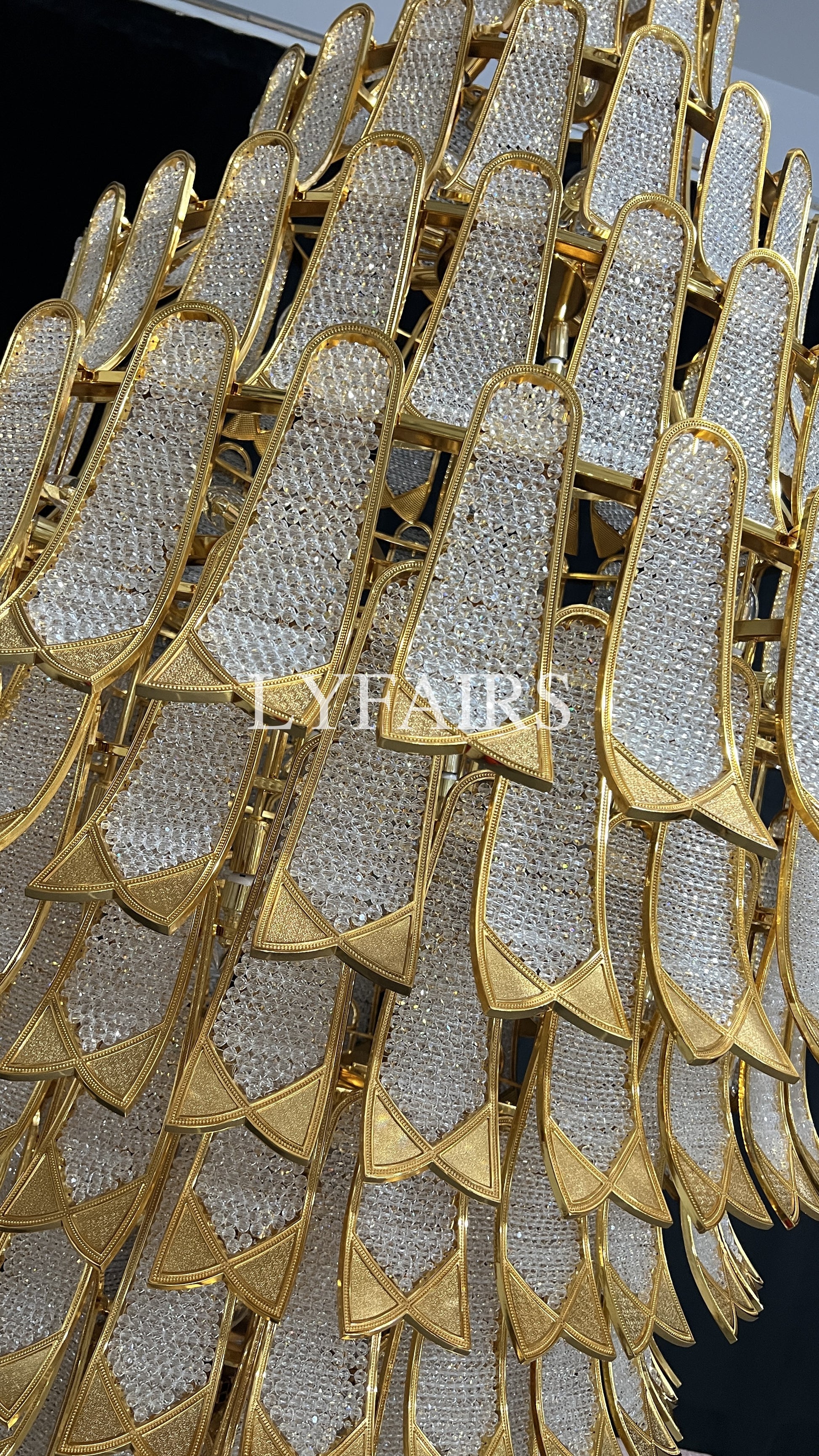 Extra Large Luxury Multi-tier Gold Crystal Chandelier for Stairs/Large High-ceiling Room8