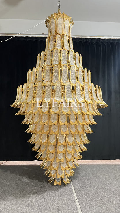 Extra Large Luxury Multi-tier Gold Crystal Chandelier for Stairs/Large High-ceiling Room9