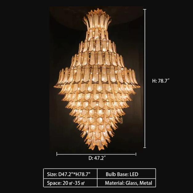 Extra Large Luxury Multi-tier Gold Crystal Chandelier for Stairs/Large High-ceiling Room 7