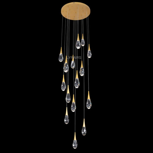 Modern Floating Crystal Waterdrop Chandelier for High-ceiling
