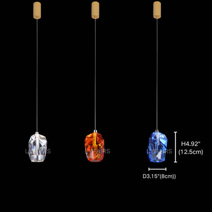 Modern Floating Clear/Blue/Amber Irregular Crystal Chandelier for High-ceiling
