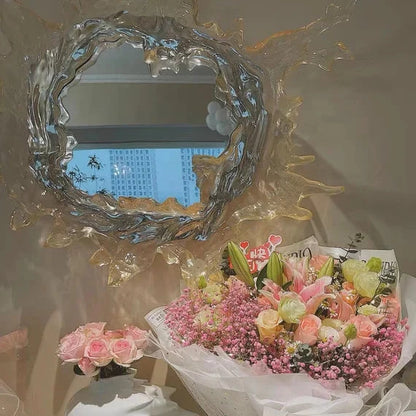 Designer Original Art Ice Mirror Wall Lamp Princess Magic Mirror Light for Bathroom/Dressing Room Women Bedroom Lighting Bathroom Mirror