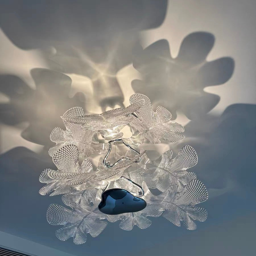 Modern Floating 2-tier Acrylic Leaves Chandelier