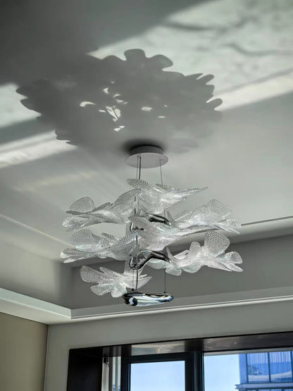 Modern Floating 2-tier Acrylic Leaves Chandelier