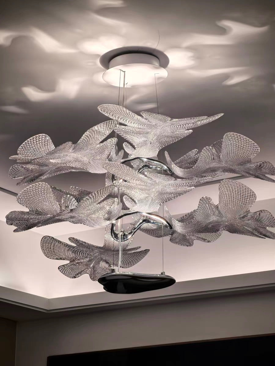 Modern Floating 2-tier Acrylic Leaves Chandelier