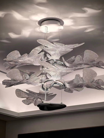 Modern Floating 2-tier Acrylic Leaves Chandelier