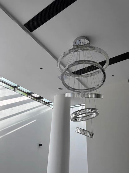 Modern Front Entryway Chandelier 5/6 Rings Crystal Gold/ Chrome Finish Ceiling Lamp