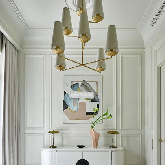 Vertical Chandelier in Bronze/Black/White Finish Color