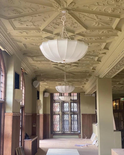 Cream Style White Fabric Lampshade Chandelier