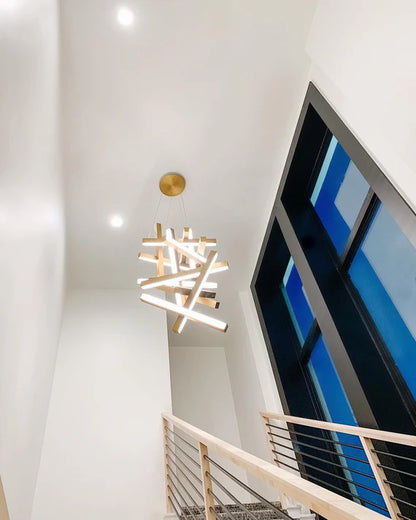 Modern Vertical Geometric Pendant for Staircase/Foyer/High-ceiling