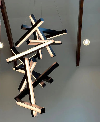 Modern Vertical Geometric Pendant for Staircase/Foyer/High-ceiling