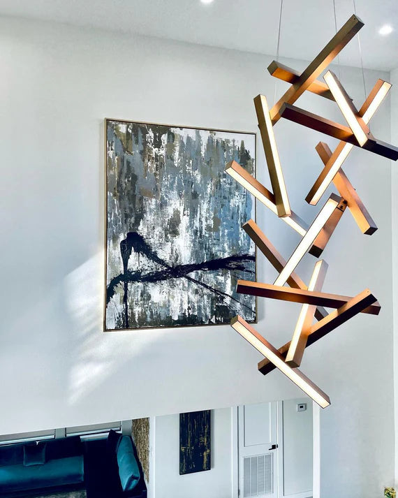 Modern Vertical Geometric Pendant for Staircase/Foyer/High-ceiling