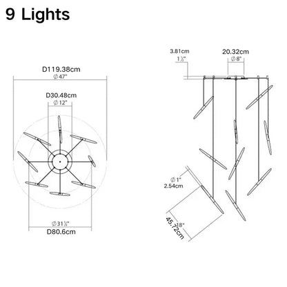 Modern Floating Acrylic Stick Chandelier for High-ceiling