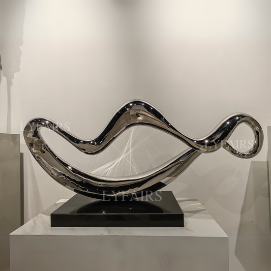 Modern Wavy Stainless Steel Statue