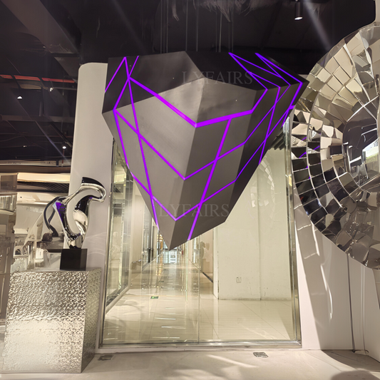 Floating Cyberpunk Stainless Steel Sculpture