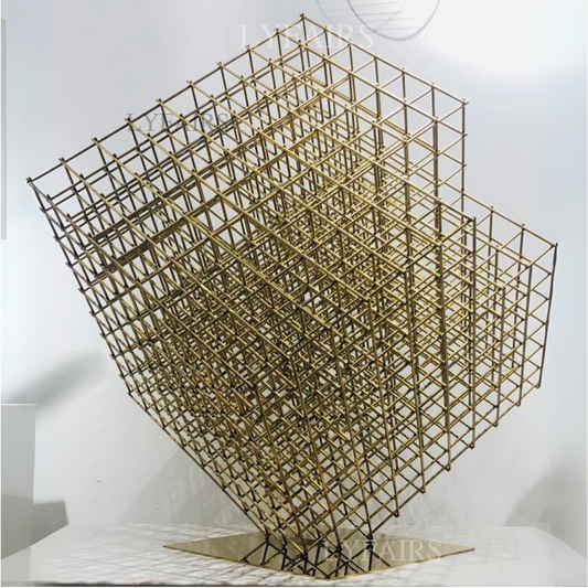 Modern Gold Cube Sculpture
