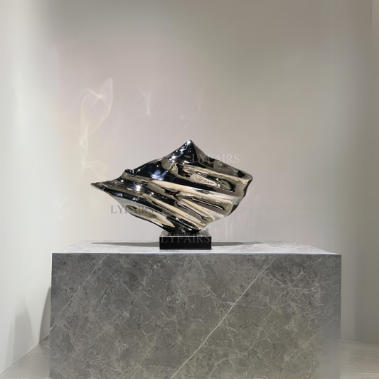 Modern Metallic Wave Abstract Art Sculpture