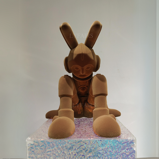 Flocked FRP Robot Bunny Sculpture