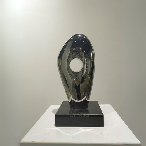 Modern Abstract Metallic Hollow Oval Sculpture