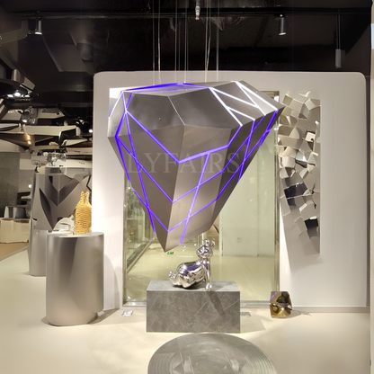 Floating Cyberpunk Stainless Steel Sculpture