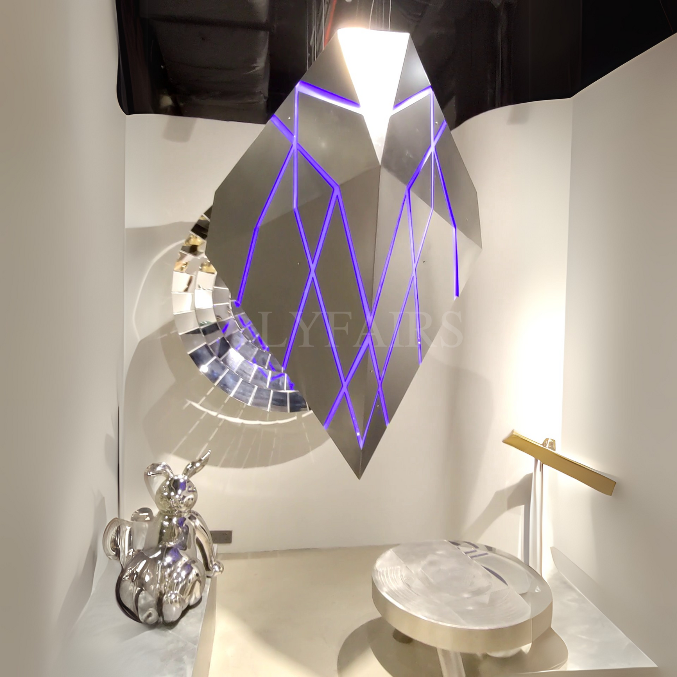 Floating Cyberpunk Stainless Steel Sculpture
