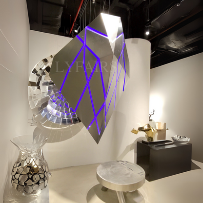 Floating Cyberpunk Stainless Steel Sculpture