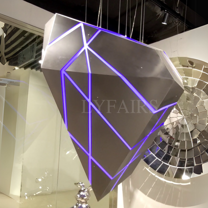 Floating Cyberpunk Stainless Steel Sculpture
