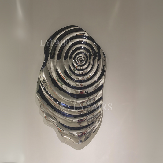 Polished Stainless Steel Wall Decor with Distorted Fingerprint Pattern
