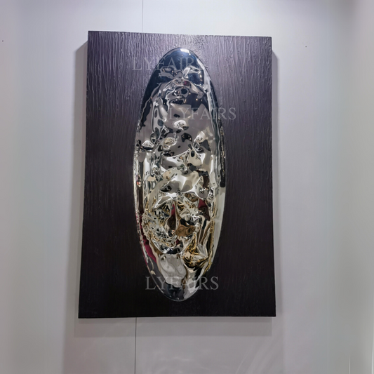 Polished Stainless Steel Organic Flow Wall Decor with Wood Backing
