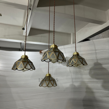 Vintage Tiffany Glass Lampshade Pendant Chandelier