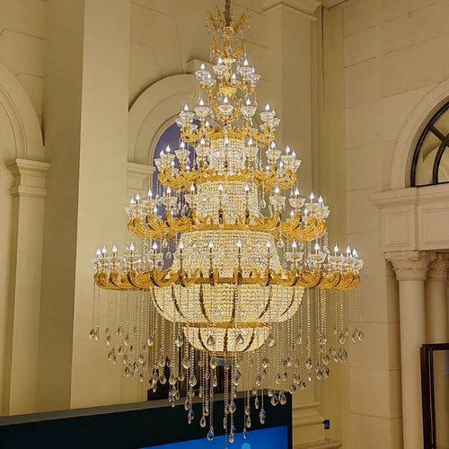 Luxury Empire Multi-layer Crystal Chandelier for High-ceiling