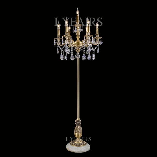 Baroque Revival Unique Patterned Antique Brass Floor Lamp