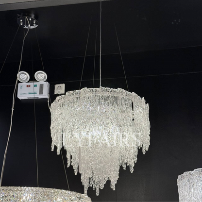Modern Melting Glaciers Glass Chandelier for Low Ceilings
