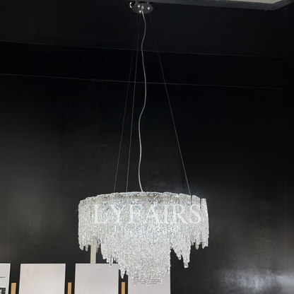 Modern Melting Glaciers Glass Chandelier for Low Ceilings