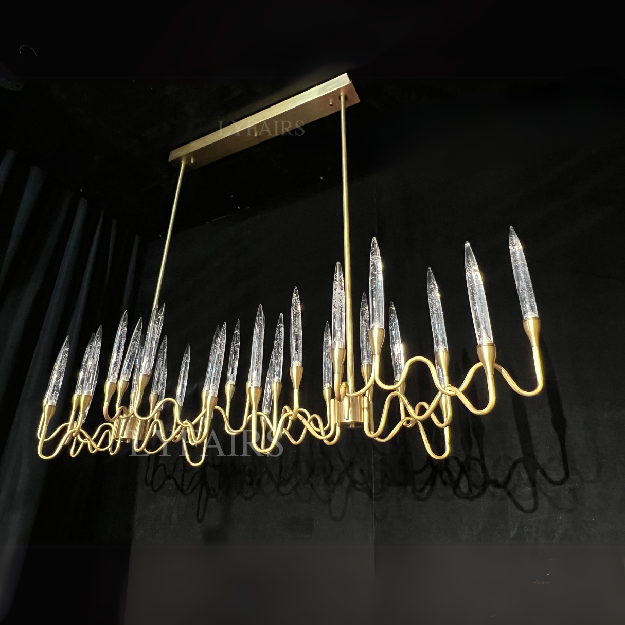 Mid-Century Candlestick Crystal Chandelier for Dining Room