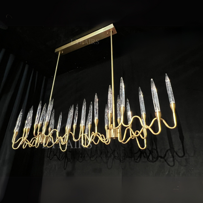 Mid-Century Candlestick Crystal Chandelier for Dining Room
