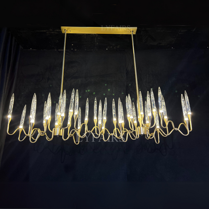 Mid-Century Candlestick Crystal Chandelier for Dining Room