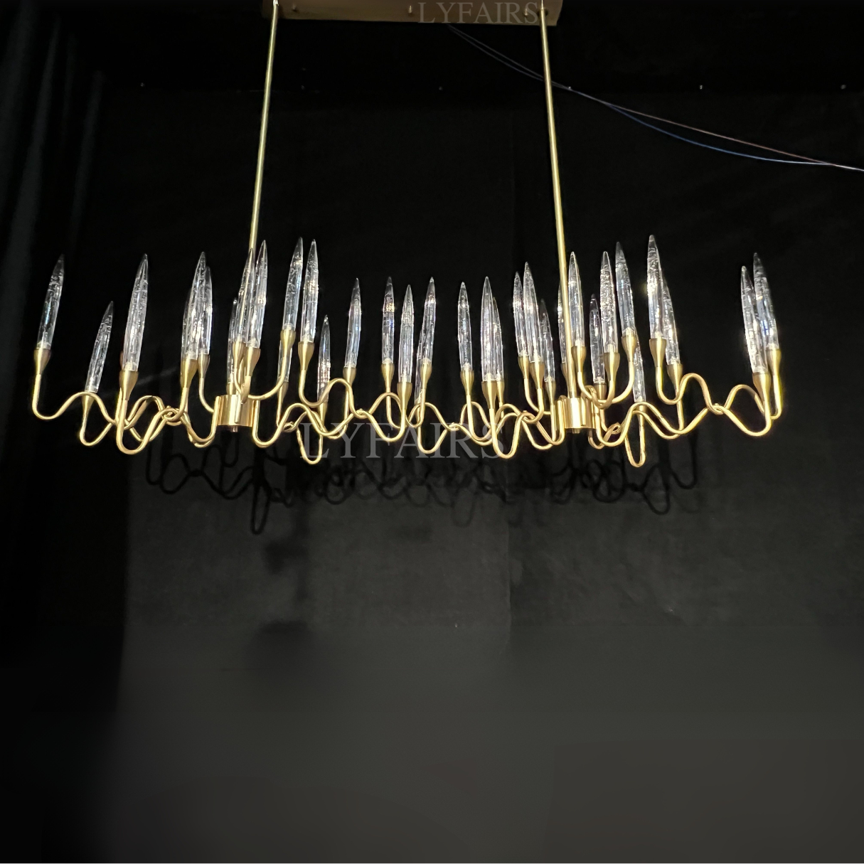 Mid-Century Candlestick Crystal Chandelier for Dining Room
