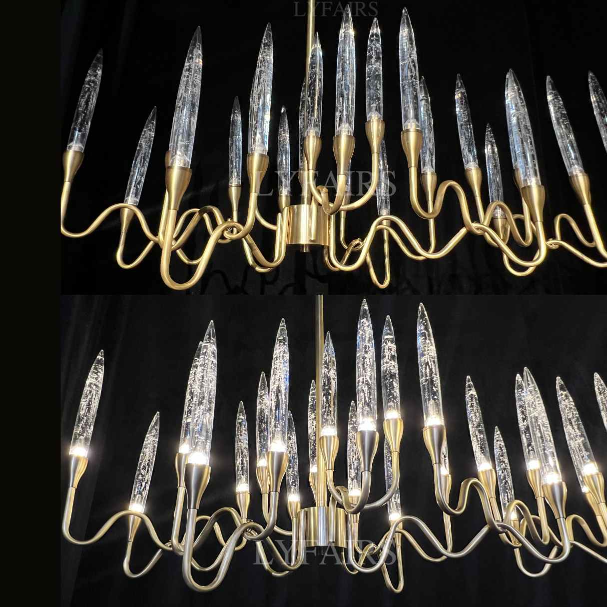 Mid-Century Candlestick Crystal Chandelier for Dining Room