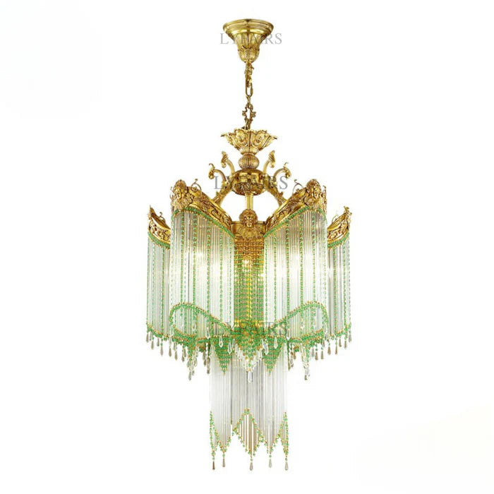LYFAIRS x FH&Home Baroque Swag-like Glass Rods Crystal Chandelier